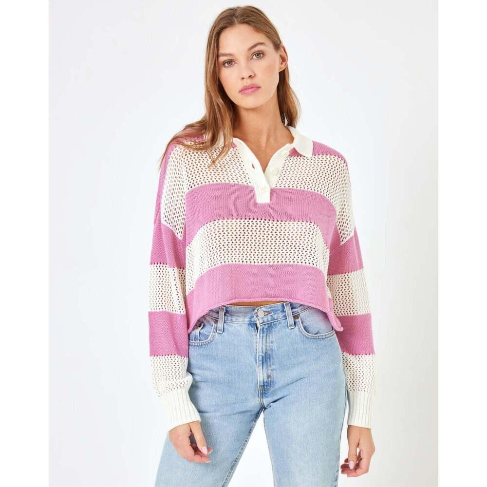 lspaceswimwear LSPACE X Anthropologie Rugby Sweater - Pink Lady Size MPink Lady